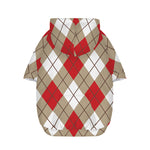 Red White And Beige Argyle Pattern Print Dog Zip Up Hoodie