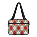 Red White And Beige Argyle Pattern Print Double Strap Bible Bag