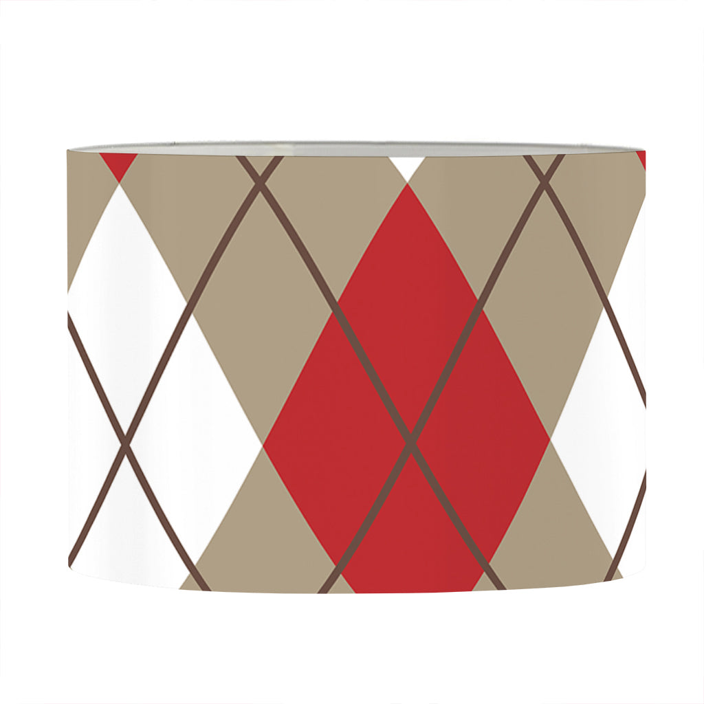 Red White And Beige Argyle Pattern Print Drum Lamp Shade