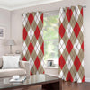 Red White And Beige Argyle Pattern Print Extra Wide Grommet Curtains