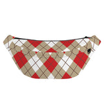 Red White And Beige Argyle Pattern Print Fanny Pack