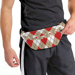 Red White And Beige Argyle Pattern Print Fanny Pack
