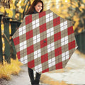 Red White And Beige Argyle Pattern Print Foldable Umbrella