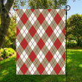Red White And Beige Argyle Pattern Print Garden Flag
