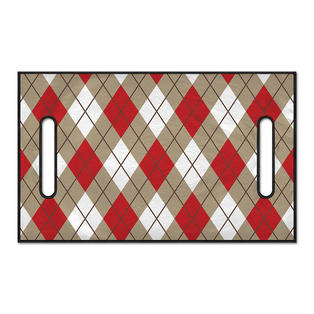 Red White And Beige Argyle Pattern Print Golf Cart Seat Cover