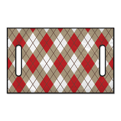 Red White And Beige Argyle Pattern Print Golf Cart Seat Cover
