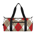 Red White And Beige Argyle Pattern Print Gym Bag