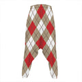 Red White And Beige Argyle Pattern Print Hammer Pants