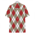 Red White And Beige Argyle Pattern Print Hawaiian Shirt