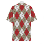 Red White And Beige Argyle Pattern Print Hawaiian Shirt