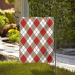 Red White And Beige Argyle Pattern Print House Flag