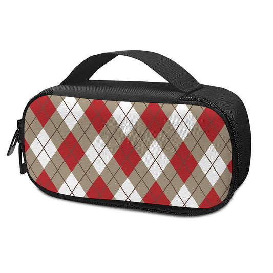 Red White And Beige Argyle Pattern Print Insulin Cooler Travel Case