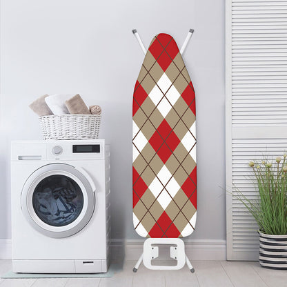 Red White And Beige Argyle Pattern Print Ironing Board Cover