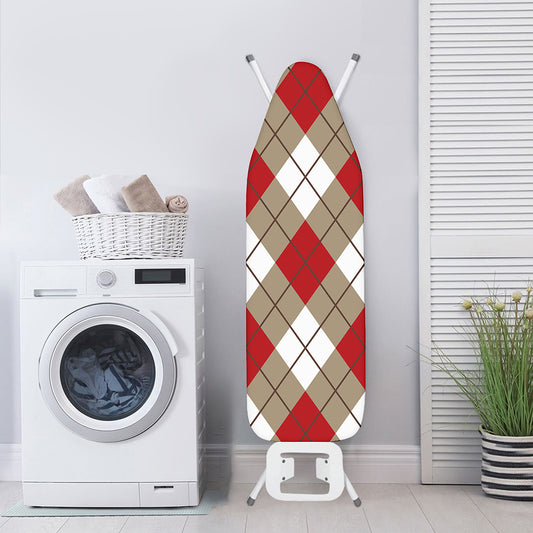 Red White And Beige Argyle Pattern Print Ironing Board Cover