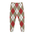 Red White And Beige Argyle Pattern Print Jogger Pants