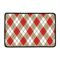 Red White And Beige Argyle Pattern Print Kitchen Mat