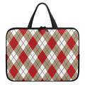Red White And Beige Argyle Pattern Print Laptop Sleeve With Handle