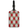 Red White And Beige Argyle Pattern Print Luggage Tag