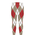 Red White And Beige Argyle Pattern Print Men's Leggings