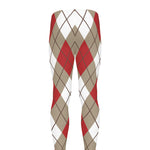 Red White And Beige Argyle Pattern Print Men's leggings