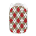 Red White And Beige Argyle Pattern Print Mesh Laundry Hamper