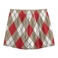 Red White And Beige Argyle Pattern Print Mesh Shorts