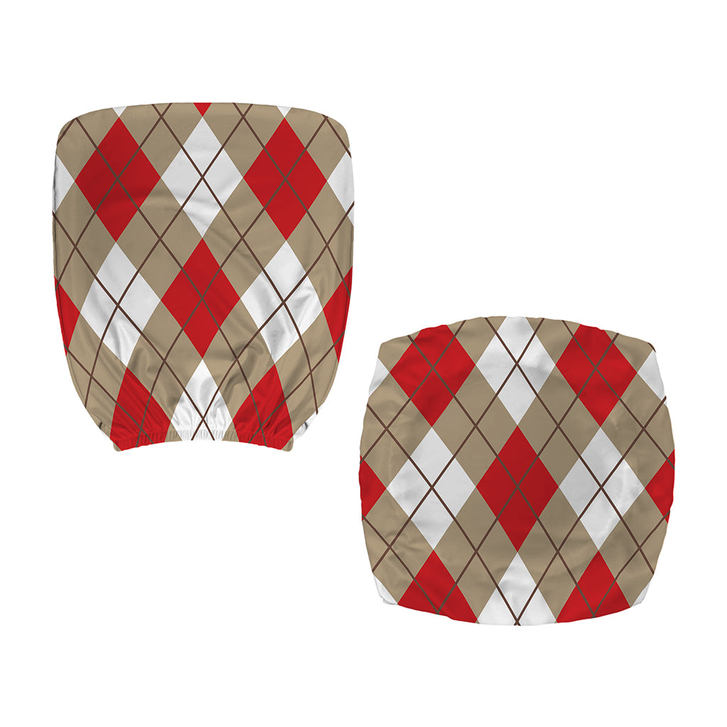 Red White And Beige Argyle Pattern Print Office Chair Cover