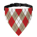 Red White And Beige Argyle Pattern Print Over The Collar Dog Bandana