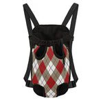 Red White And Beige Argyle Pattern Print Pet Carrier Backpack