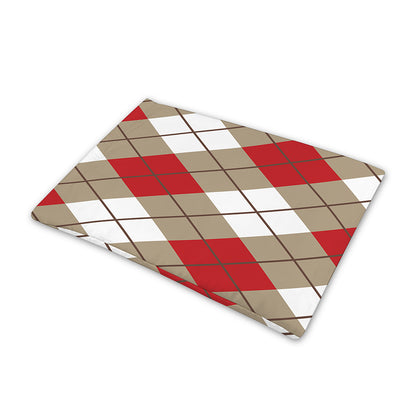 Red White And Beige Argyle Pattern Print Pet Cooling Mat Cover