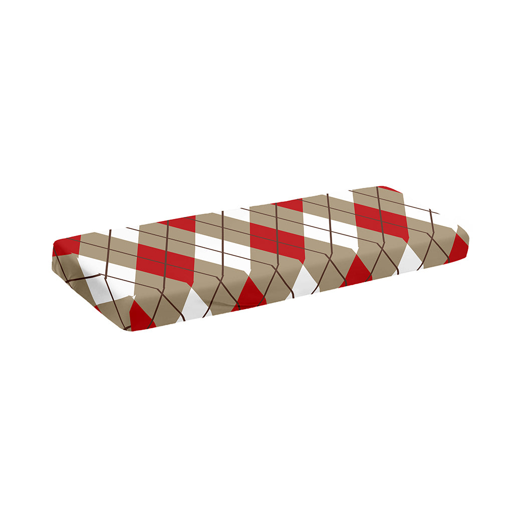 Red White And Beige Argyle Pattern Print Piano Keyboard Cover