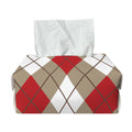 Red White And Beige Argyle Pattern Print Rectangle Tissue Box Cover