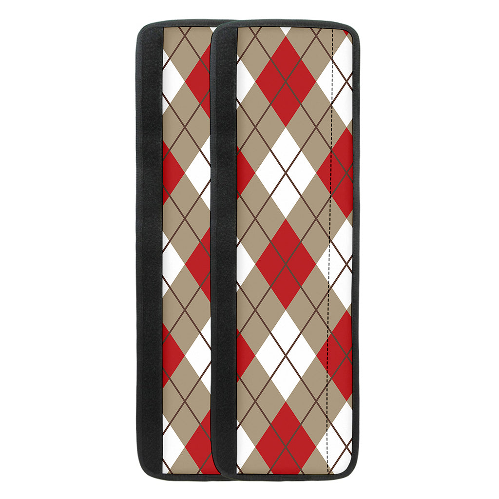 Red White And Beige Argyle Pattern Print Refrigerator Handle Covers
