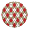 Red White And Beige Argyle Pattern Print Round Blanket