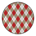 Red White And Beige Argyle Pattern Print Round Floor Mat