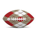 Red White And Beige Argyle Pattern Print Rugby Ball