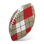Red White And Beige Argyle Pattern Print Rugby Ball