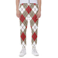 Red White And Beige Argyle Pattern Print Joggers