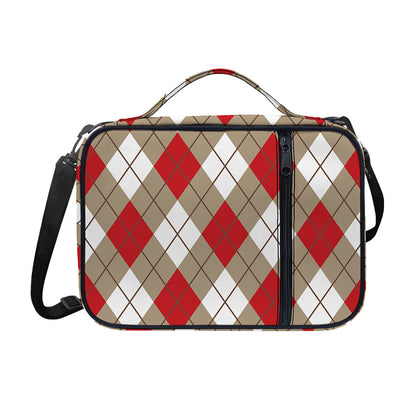 Red White And Beige Argyle Pattern Print Shoulder Strap Bible Bag