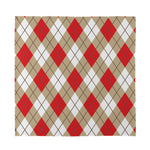 Red White And Beige Argyle Pattern Print Silk Bandana