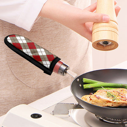 Red White And Beige Argyle Pattern Print Skillet Handle Cover