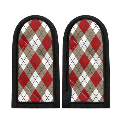 Red White And Beige Argyle Pattern Print Skillet Handle Cover