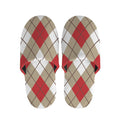 Red White And Beige Argyle Pattern Print Slippers