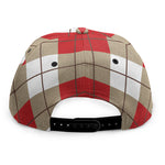 Red White And Beige Argyle Pattern Print Snapback Cap