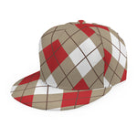 Red White And Beige Argyle Pattern Print Snapback Cap
