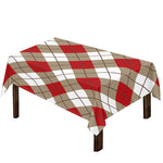 Red White And Beige Argyle Pattern Print Tablecloth