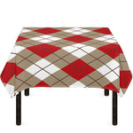 Red White And Beige Argyle Pattern Print Tablecloth
