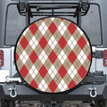 Red White And Beige Argyle Pattern Print Tire Cover