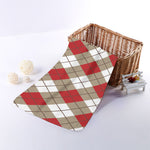 Red White And Beige Argyle Pattern Print Towel