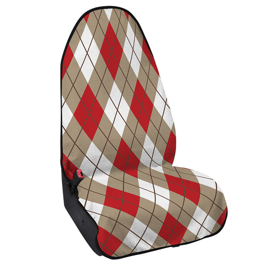 Red White And Beige Argyle Pattern Print Waterproof Car Seat Cover